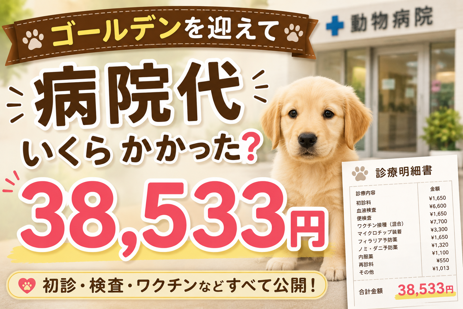 ゴールデンをお迎えしてからかかった医療費まとめ