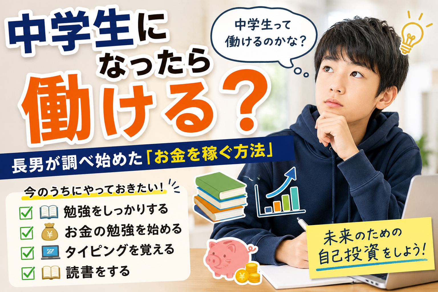 中学生になったら働ける？長男がChatGPTで調べた「お金を稼ぐ方法」